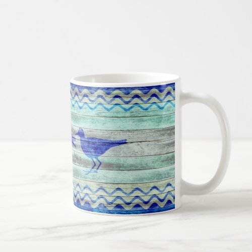 Rustic Navy Blue Coastal Decor Sandpipers Coffee Mug