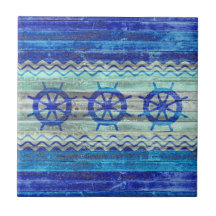 Rustic Navy Blue Coastal Decor Ship Wheels