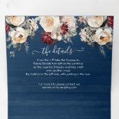 Rustic Navy Blue Cream Burgundy & Peach Wedding Tri-Fold Invitation ...