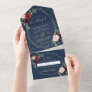 Rustic Navy Blue Geometric Wedding (no ENV needed) All In One Invitation