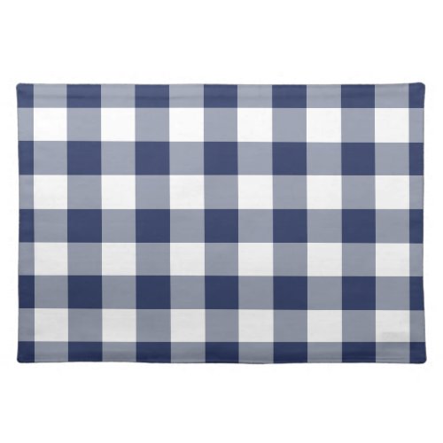 Rustic Navy Blue Gingham Check Plaid Pattern Cloth Placemat
