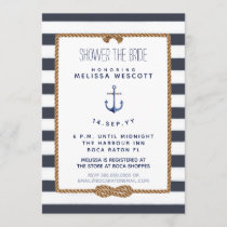 Rustic Navy Blue Nautical Knot Shower the Bride Invitation