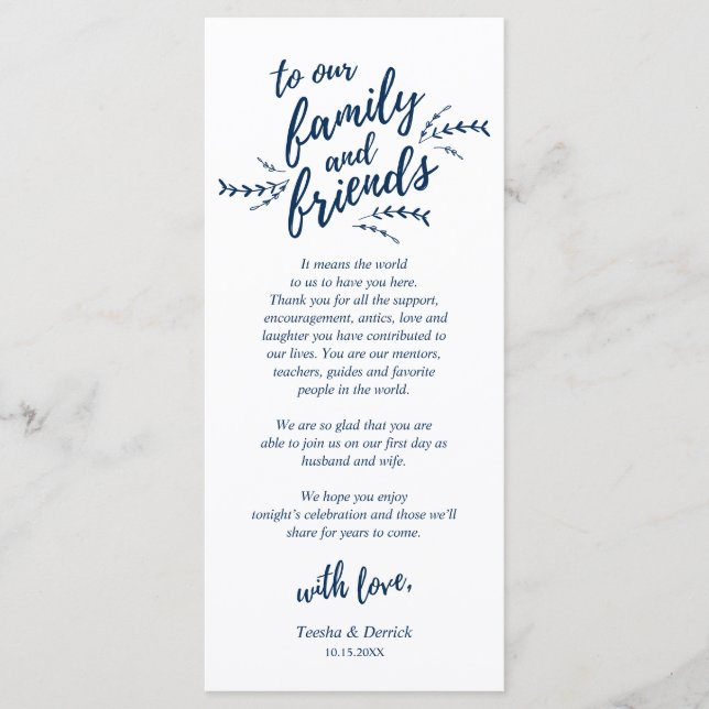 Rustic Navy Blue, Place Setting Thank You Card (Front)