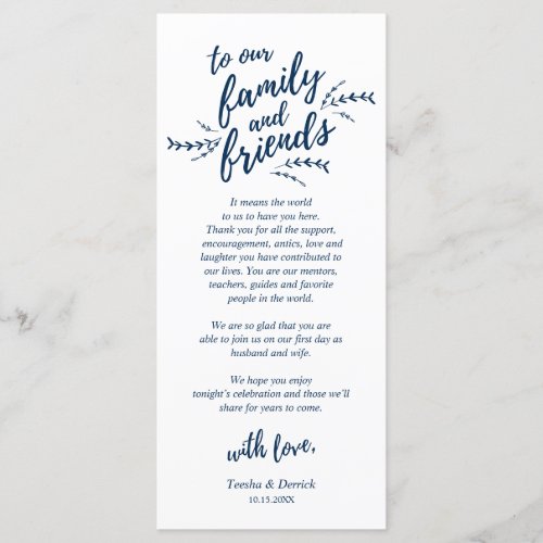 Rustic Navy Blue Place Setting Thank You Card