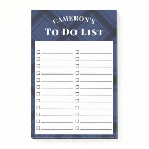 Rustic Navy Blue Plaid To Do List Post-it Notes