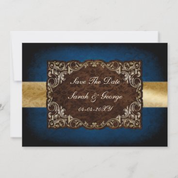 rustic "navy blue"regal save the date announcement