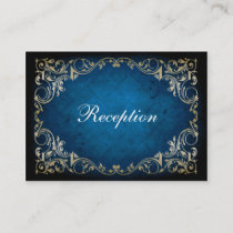 rustic "navy blue" regal wedding reception cards