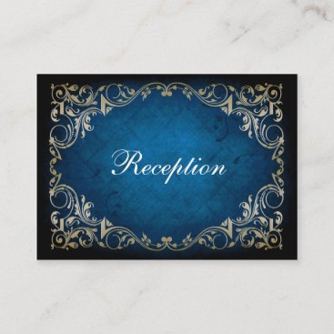 rustic "navy blue" regal wedding reception cards