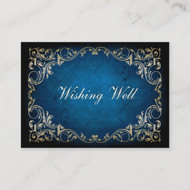 rustic "navy blue" regal wishing well cards (Front)