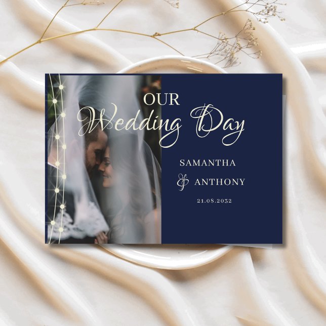 Rustic Navy Blue & String Lights Wedding Day  Guest Book (Creator Uploaded)