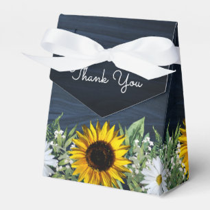 Rustic Navy Blue Sunflower Daisy Wedding Favor Box