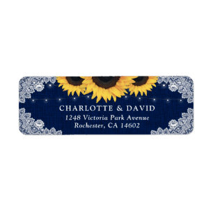 Rustic Navy Blue Sunflower Return Address Labels