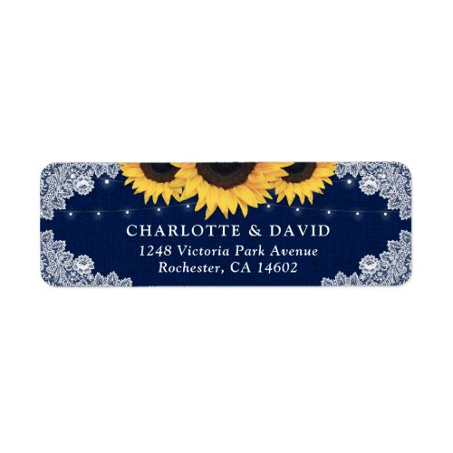 Rustic Navy Blue Sunflower Return Address Labels