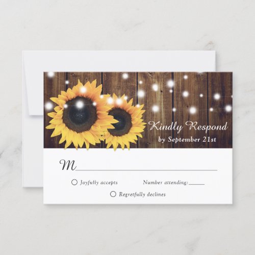 Rustic Navy Blue Sunflower RSVP Card Meal Choice