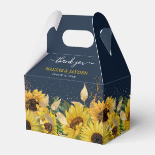 Rustic Navy Blue & Sunflower Thank You Wedding Favor Boxes