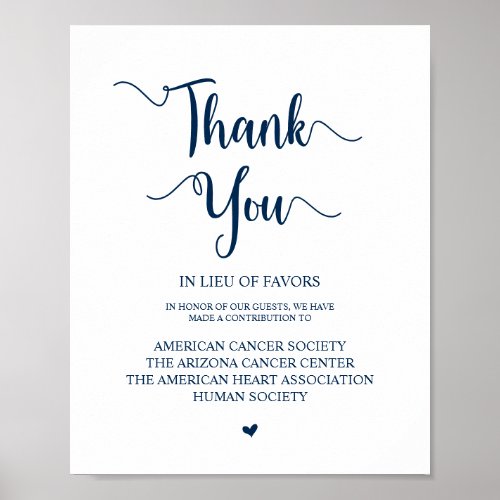 Rustic Navy Blue Wedding Donation Contribution Poster
