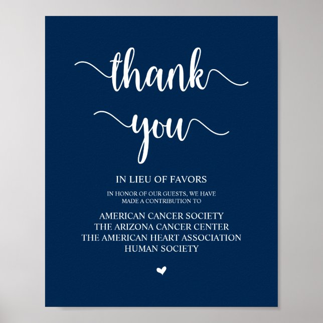Rustic, Navy Blue, Wedding Donation, Contribution Poster (Front)