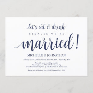 Rustic Navy Blue Wedding Elopement Reception Invitation