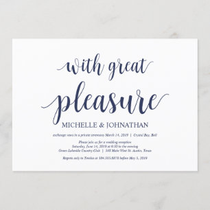 Rustic Navy Blue Wedding Elopement Reception Invitation