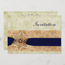 rustic "navy blue" winter wedding Invitation cards