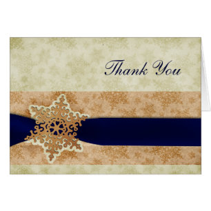 rustic "navy blue" winter wedding Thank You Cards