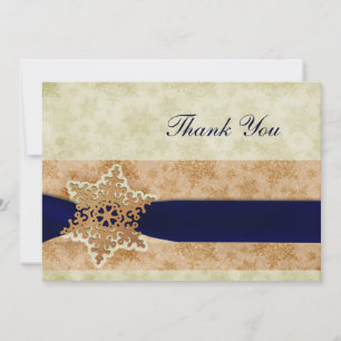 rustic "navy blue" winter wedding Thank You Invitation