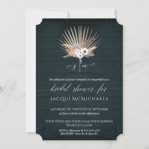 Rustic Navy Blush and White Floral Bridal Shower Invitation