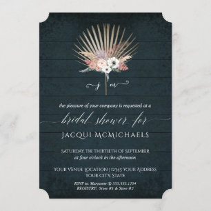 Rustic Navy Blush and White Floral Bridal Shower Invitation