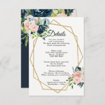 Rustic Navy Blush Gold Floral Geometric Wedding Enclosure Card