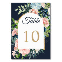 Rustic Navy Blush Gold Floral Geometric Wedding Ta Table Number
