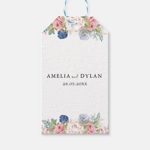 Rustic Navy Blush Pink Floral Wedding Gift Tags