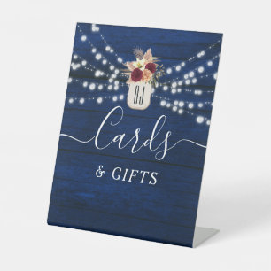 Rustic Navy Cards & Gifts Wedding Sign