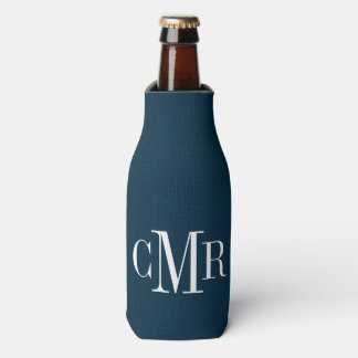 Rustic Navy Classic Monogram Bottle Cooler