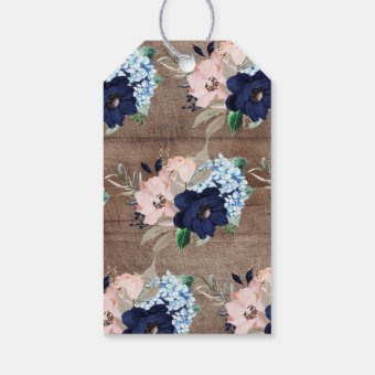 Rustic Navy Floral Baby Shower Favor Gift Tag | Zazzle