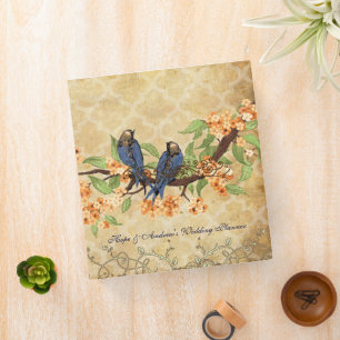 Rustic Navy Lovebird Coral Earth Tones 3 Ring Binder