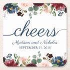 Rustic Navy Marsala Floral Wedding Paper Coasters