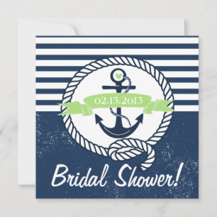 Rustic Navy Nautical Bridal Shower Invitation