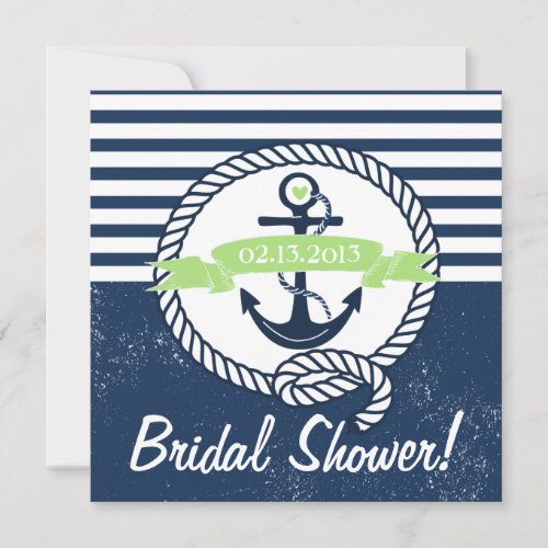 Rustic Navy Nautical Bridal Shower Invitation