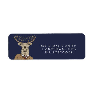 rustic navy oh deer return address label