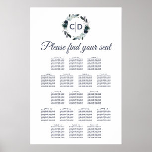 Rustic Navy Peony Wedding 17 Table Seating Chart