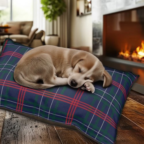 Rustic Navy Red Green Tartan Plaid Holiday Pet Bed