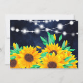 Rustic navy string lights sunflowers bridal shower invitation (Back)