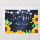 Rustic navy string lights sunflowers bridal shower invitation (Front)