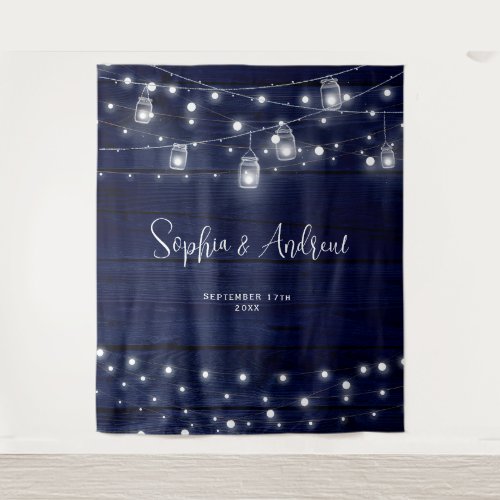 Rustic Navy Wood Mason Jars Lights