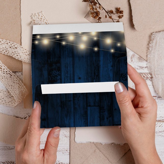 Rustic Navy Wood String Lights Envelope (Creator Uploaded)