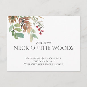 Rustic Neck of the Woods Moving Announcement   Postcard