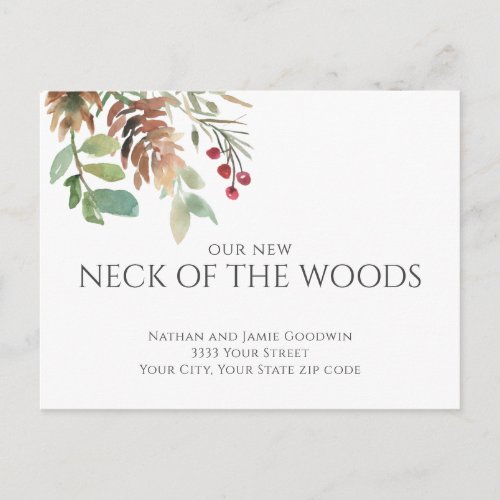 Rustic Neck of the Woods Moving Announcement   Postcard