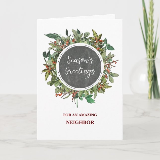Rustic Neighbor Christmas Holiday Card (Front)