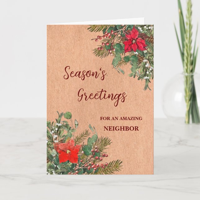 Rustic Neighbor Christmas Holiday Card (Front)