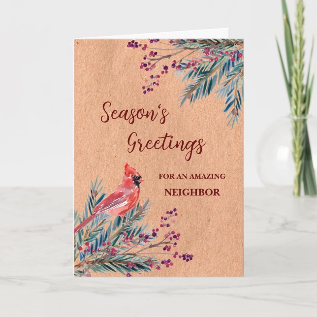 Rustic Neighbor Christmas Holiday Card (Front)